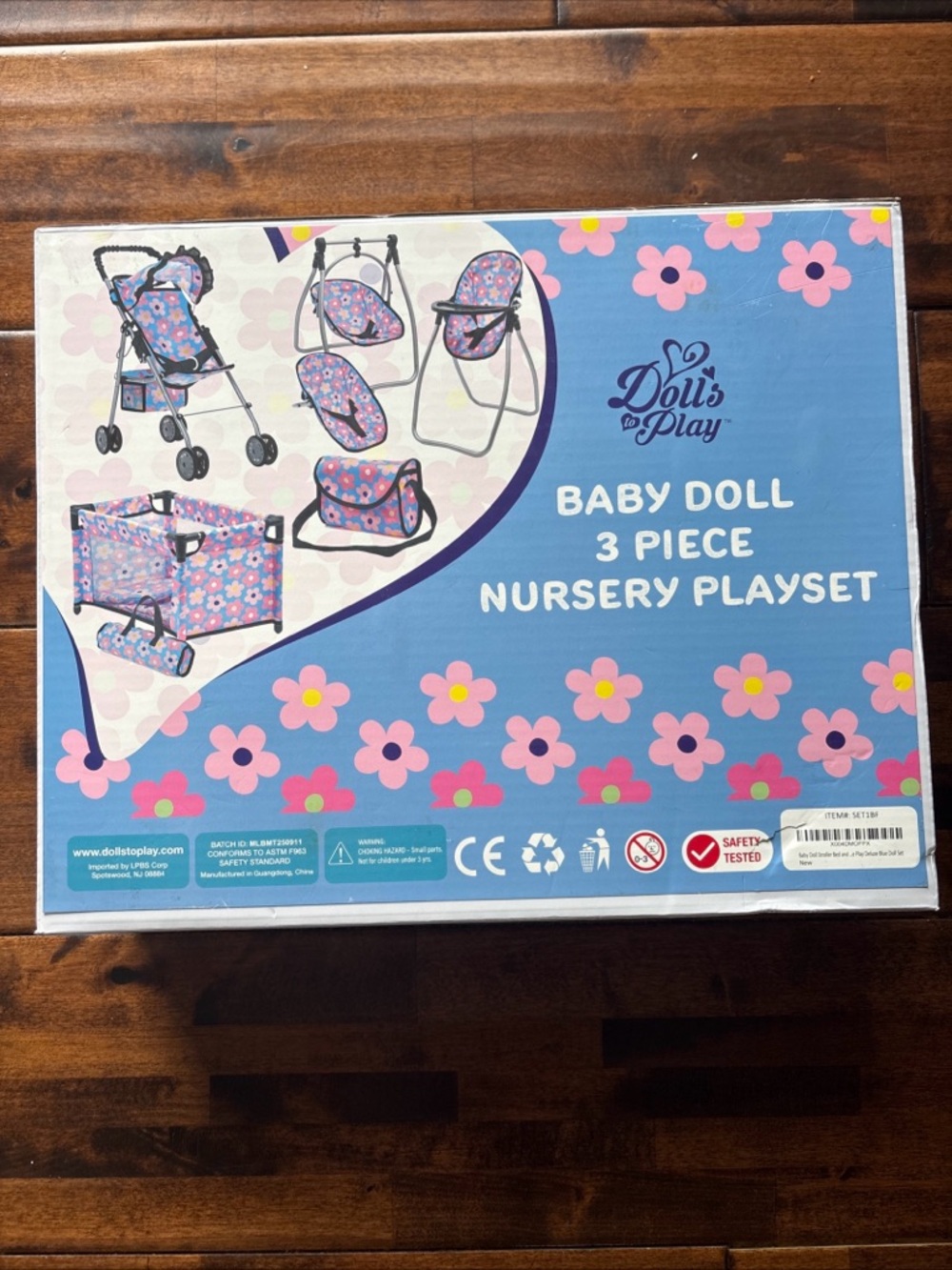 Pink Floral Doll Accessory Playset with Stroller, High Chair & Playpen - Picture 4 of 4